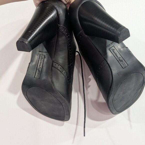 American Eagle Heeled Pleather Loafers Black Size 8.5 - Picture 3 of 6